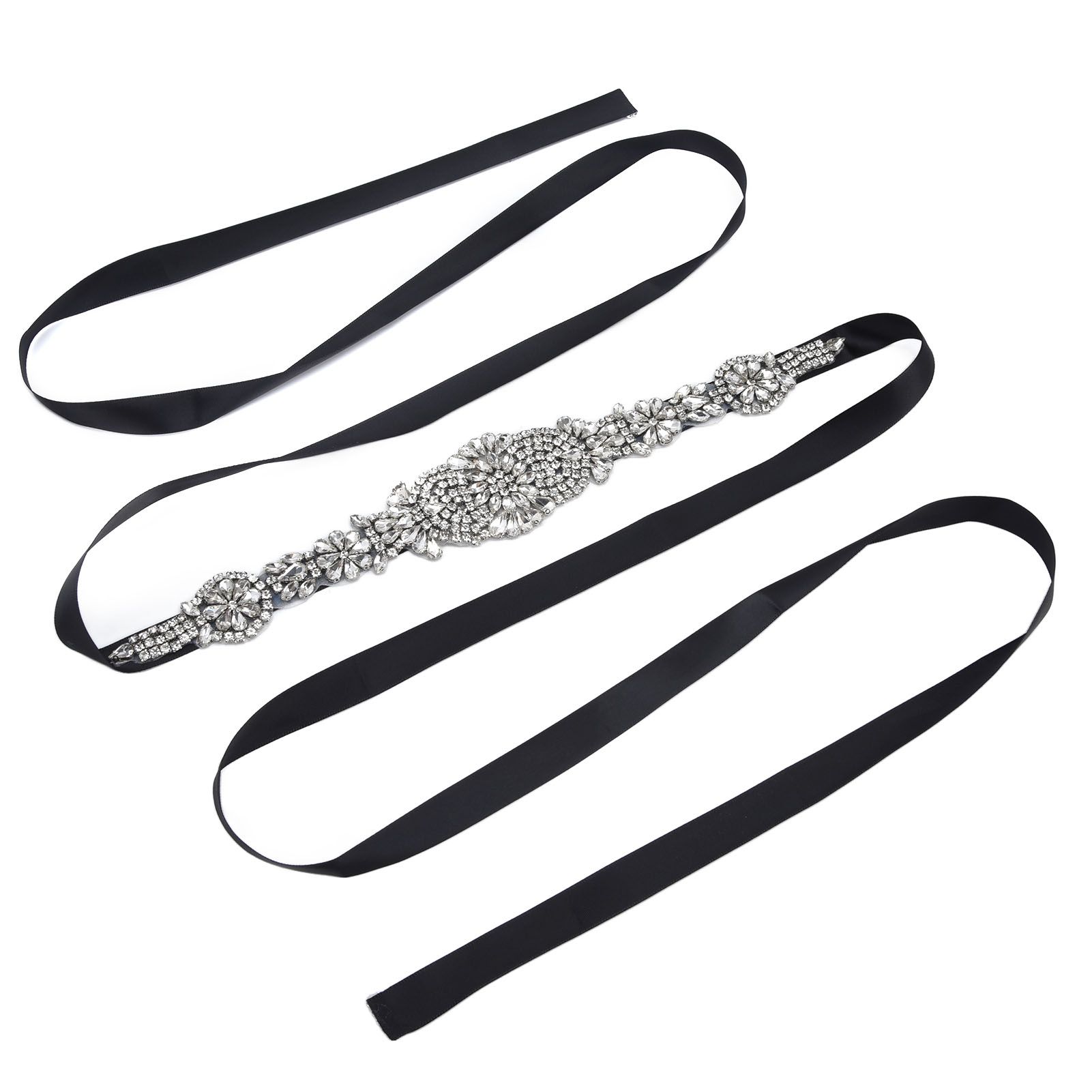 Rhinestone Wedding Dress Belt Elegant Waistbelt Clothes Accessories for Bride BridesmaidBlack — image 5