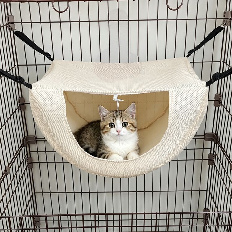 2 Pcs Cat Cage Hammock - Cream Yellow 35 × 27 × 20cm