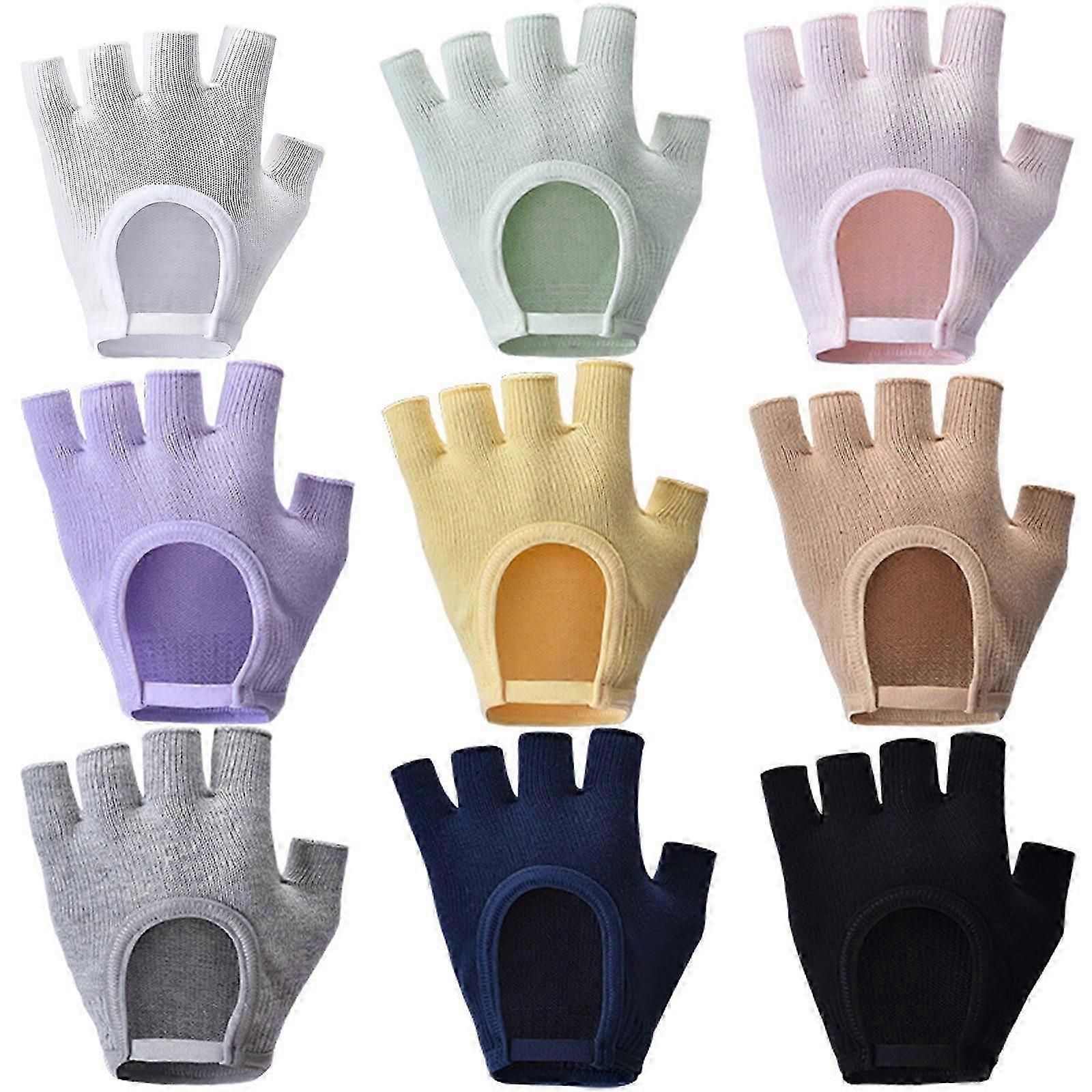 Breathable Half-Finger Pilates Gloves – Non-Slip Gym Gloves for Women, Elastic Cotton Blend Fitness Gloves for Cycling, Dancing & Workout Yellow — image 4