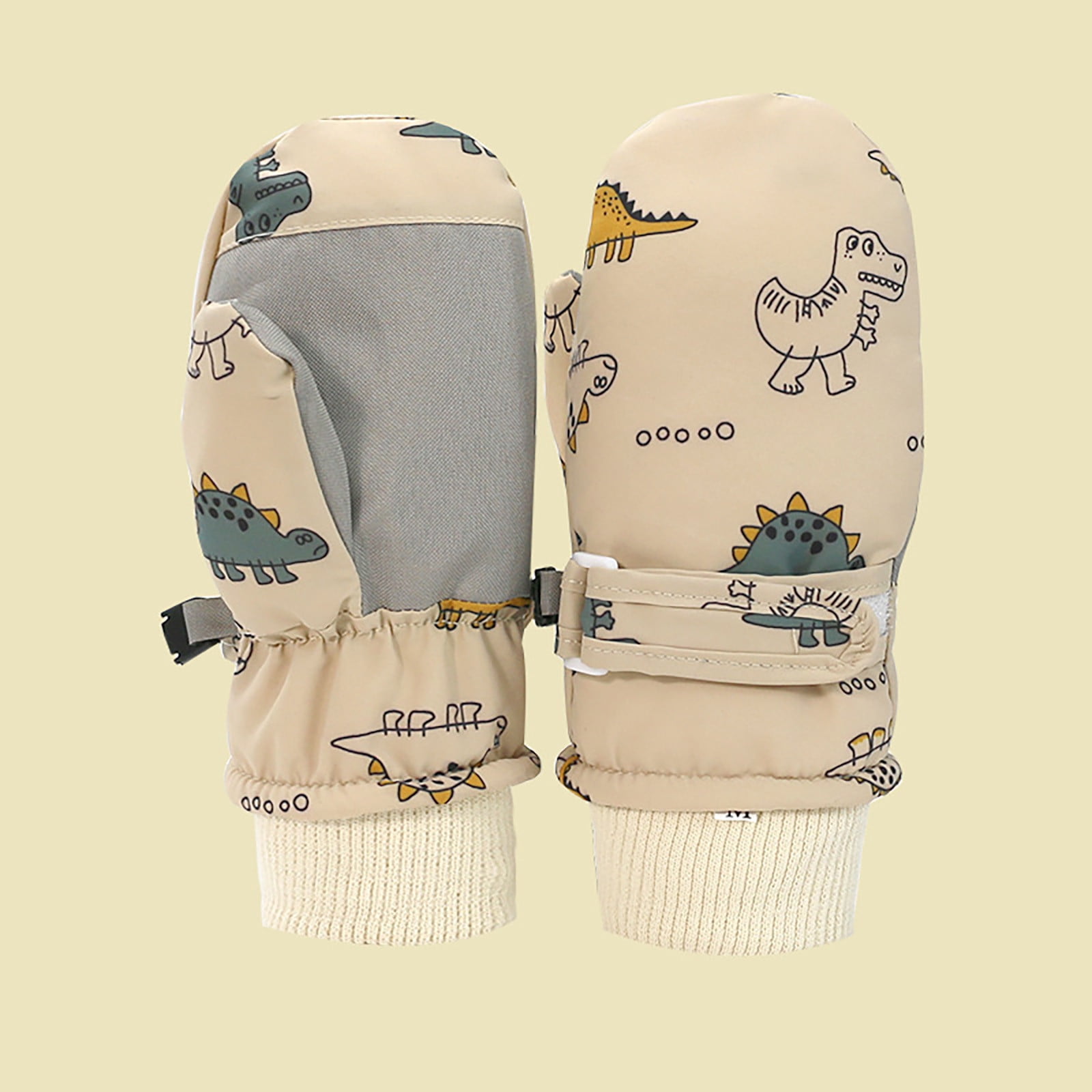 Kids Waterproof Winter Snow Gloves, Thick Stretchy Warm Gloves for Boys and Girls for Outdoor Play in Cold Weather, Khaki, 2-4 Years โ image 2