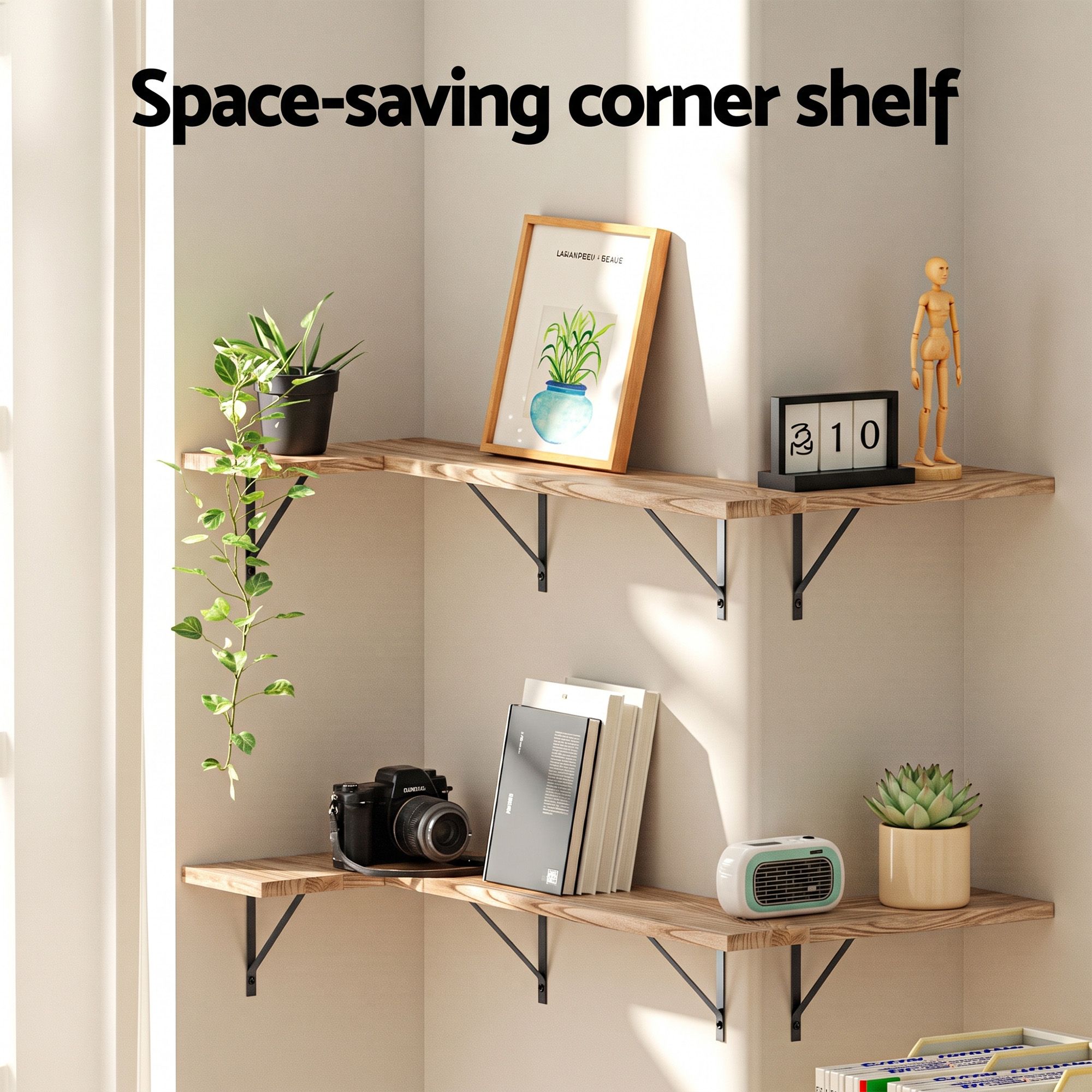 Artiss Floating Wall Shelf Corner Shelves Set of 4 Wood — image 5