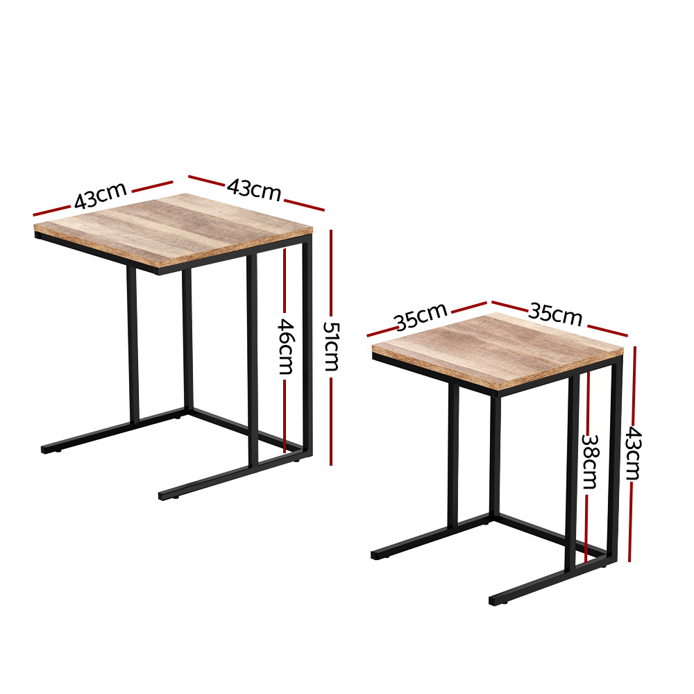 Artiss Nesting Coffee Table Sef of 2 Walnut Brok โ image 2
