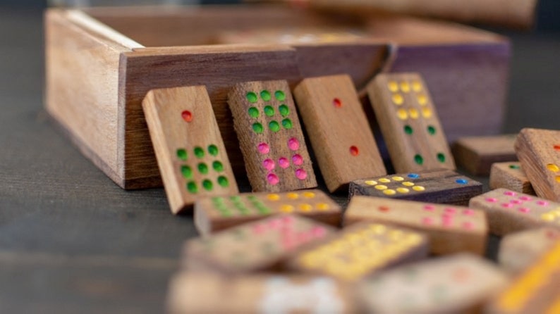 Wooden Domino Game Set Handmade Dominoes in Gift box — image 3