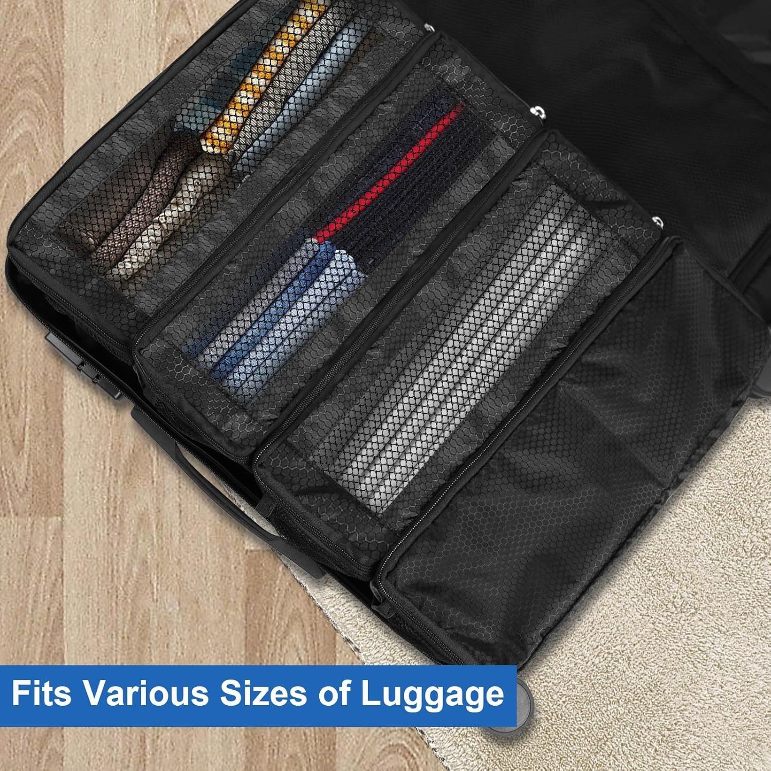 Suitcase Organizer Travel Bags Organizer for Luggage Compression Hanging Packing Cubes for Travel Carry on Closet (Bag Only)black — image 2