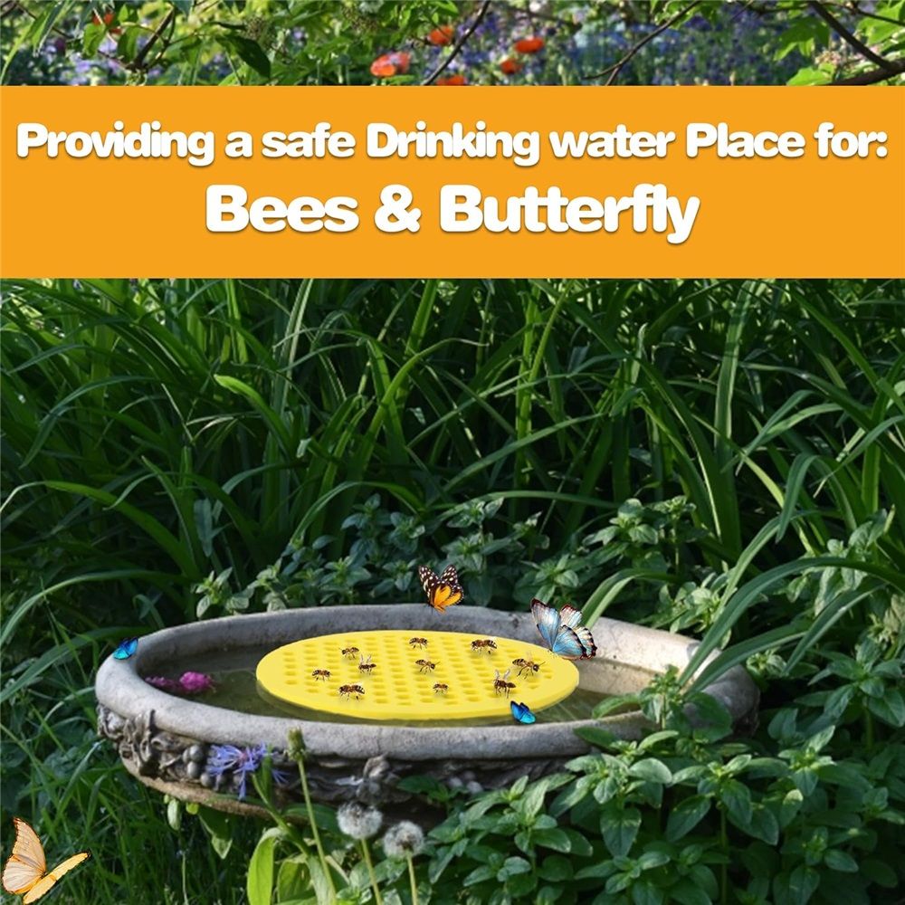 3-Pack Bee Watering Station, Butterfly Watering Station, Garden Decor, Beekeeping Supplies - Circular Yellow — image 5