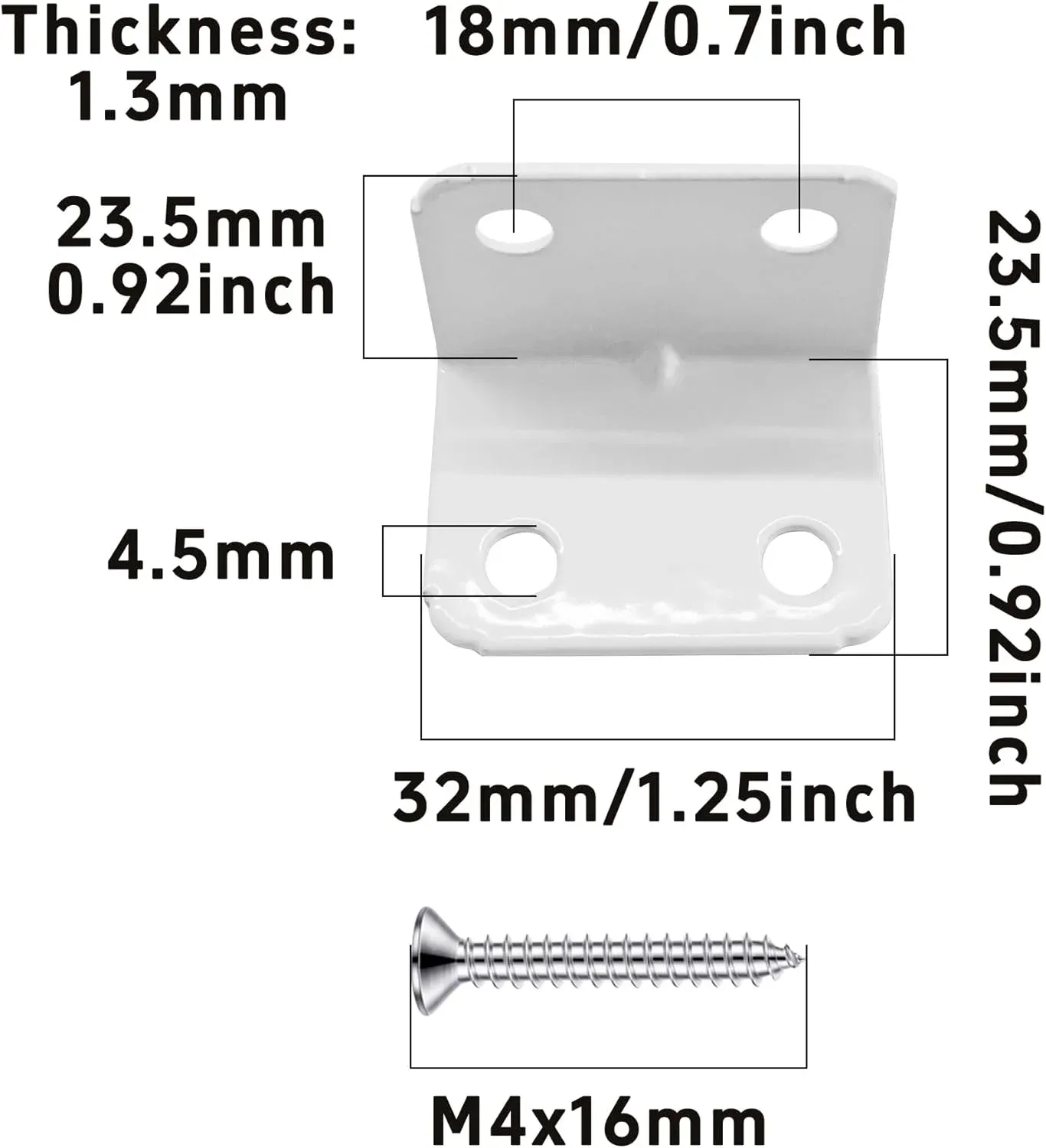 24 Pack L Shape Corner Brackets, Heavy Duty Stainless Steel 90 Degree Shelf Supports for Wood Furniture Cabinet, White, 23x31.5mm โ image 2
