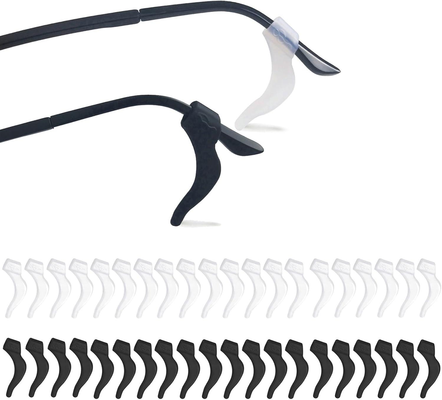 20Pairs Glasses Anti-slip Silicone Ear Clip, Glasses Holder With Storage Box, Safety Eyewear Retainers, Eyeglass Ear Grips for Sports Glass Sunglasses Reading