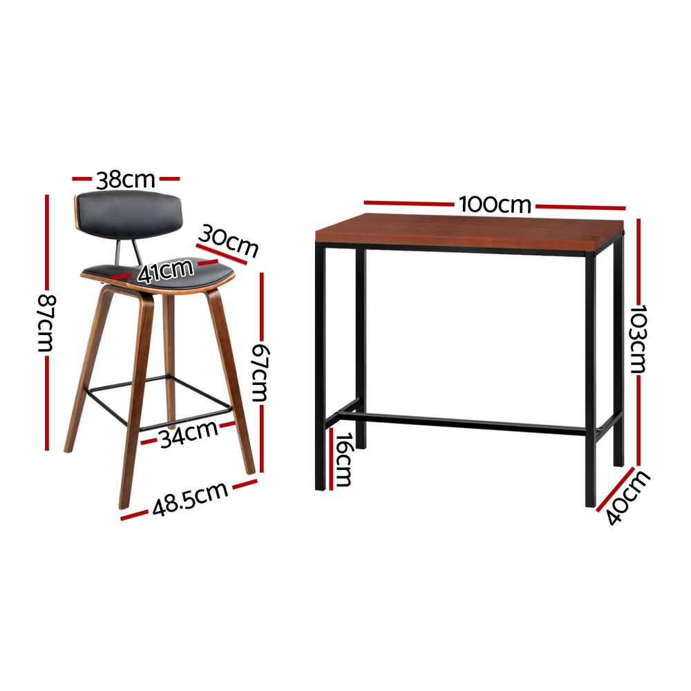 Artiss Bar Table and Stools Set Dining Desk Kitchen Chairs Cafe Pub โ image 4