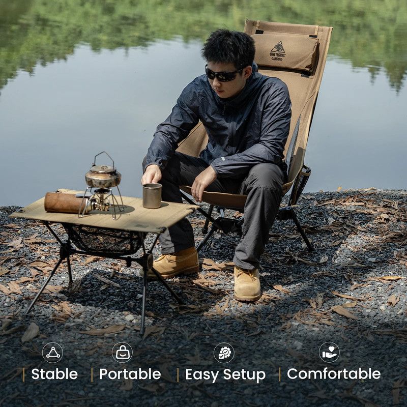 Portable High-Back Camping Chair Khaki — image 5