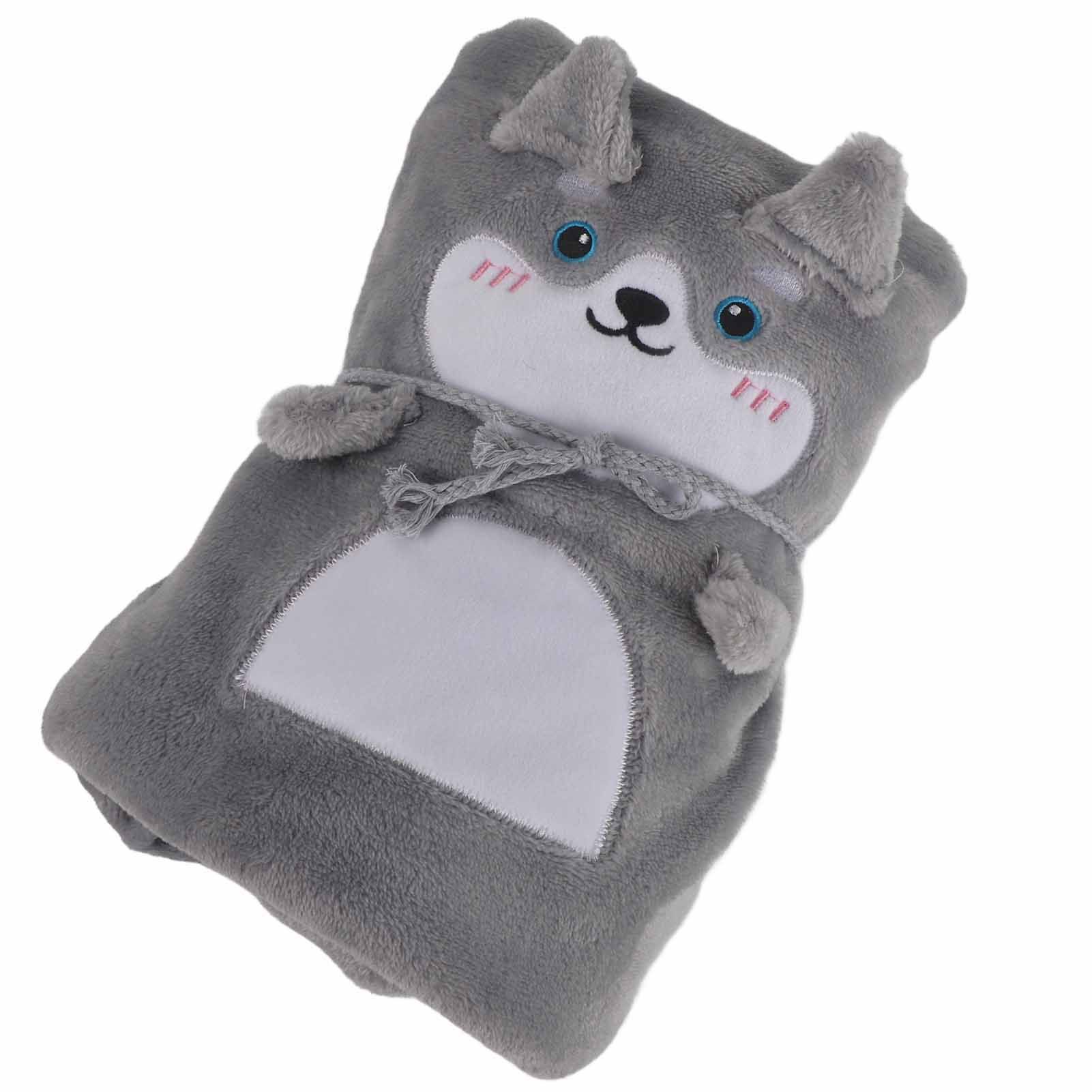 Flannel Blanket Cute Animal Shape Soft Skin Friendly Portable Nap Blanket for Sofa Bed Office Dormitory Husky 80 × 100cm / 31.5 × 39.4in — image 4