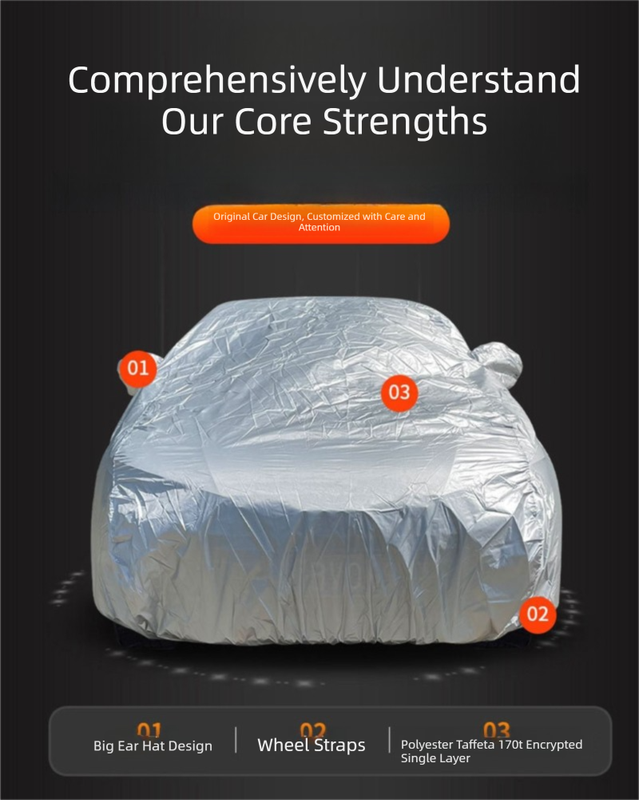 Silver 3XL+ Universal Car Cover – 170T Taffeta Fabric, All-Weather Protection for Cars(5000×2000×1500MM) — image 2
