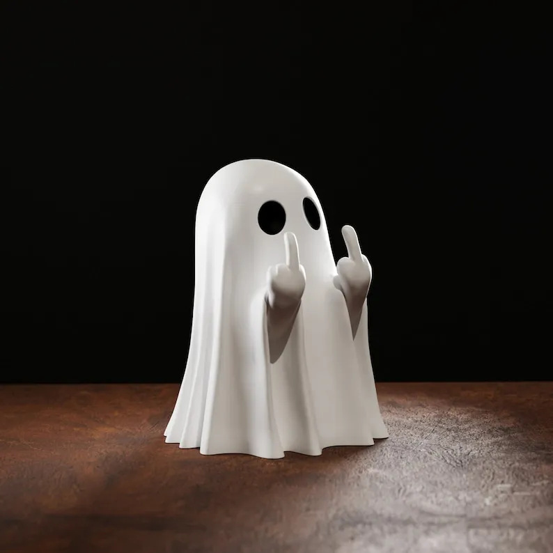 Creative Resin Middle Finger Ghosts Halloween Decorations 8CM Crafts Bat Ghost Compatible with Spranks Garden Decor — image 3