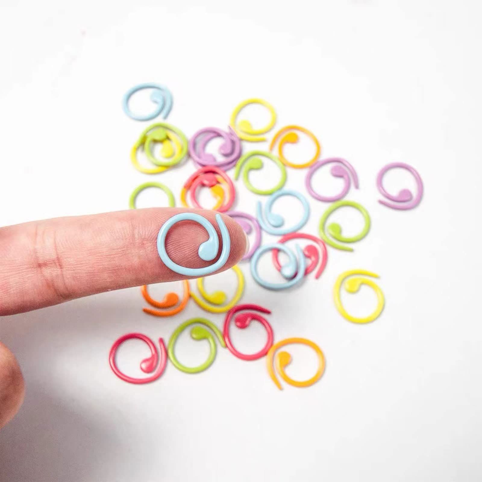 100PCS Metal Stitch Markers Helical-Shaped Crochet Markers Ring Multicolor Crochet Locking Markers (Multicolor) — image 3