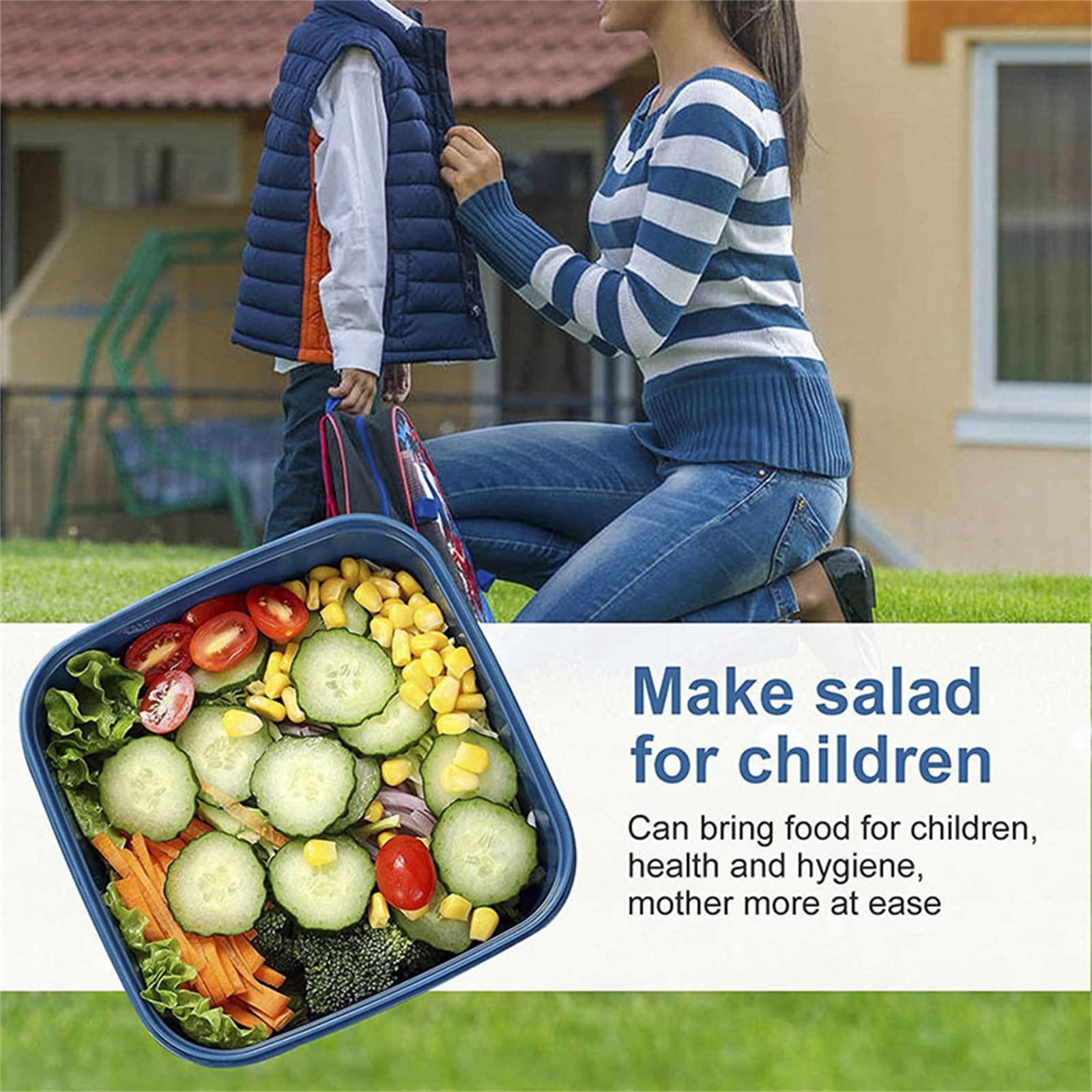 Food Storage, Light Meal Salad Box Japanese Style Double Layer Compartment Lunch Box, Kitchen Supplies, 1Pc Portable Box and Salad Bowl Combo Keep Your Food โ image 5