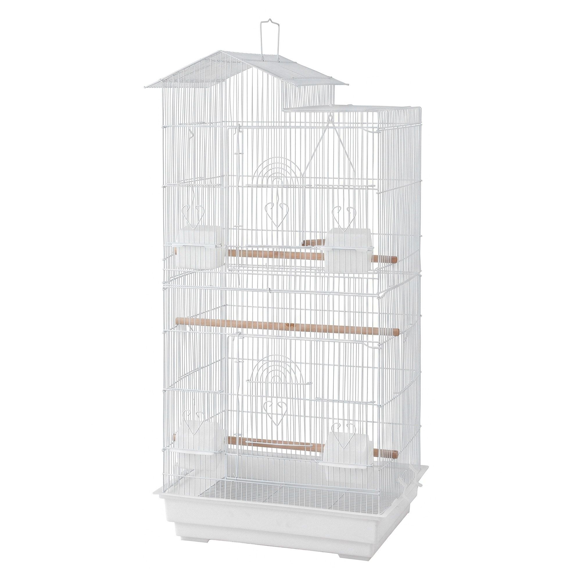 i. Pet 100cm Bird Cage Aviary Parrot Budgie White — image 2