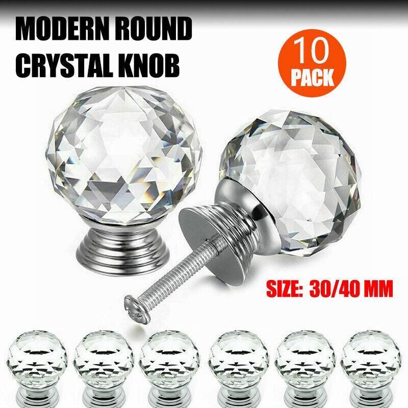 Crystal Glass Cabinet Knobs Drawer Pull Handles Cupboard Door Knob with Screws 10Pcs - 40mm โ image 2