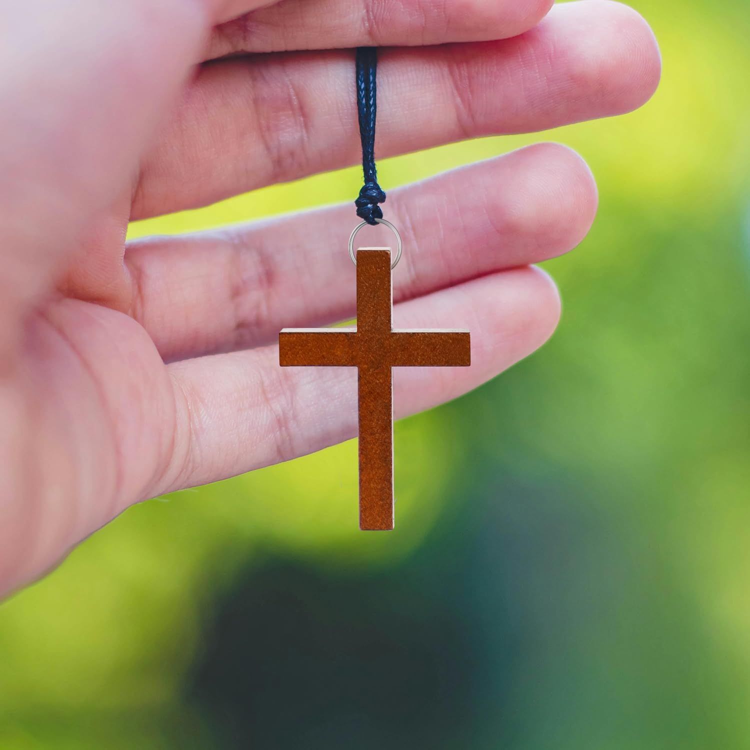 50 Pack Small Wooden Cross Pendants, Unfinished Wood Charms for Easter Crafts, Baptism Favours, Rosary Jewellery and DIY Decor, 3 x 4.1 cm — image 6