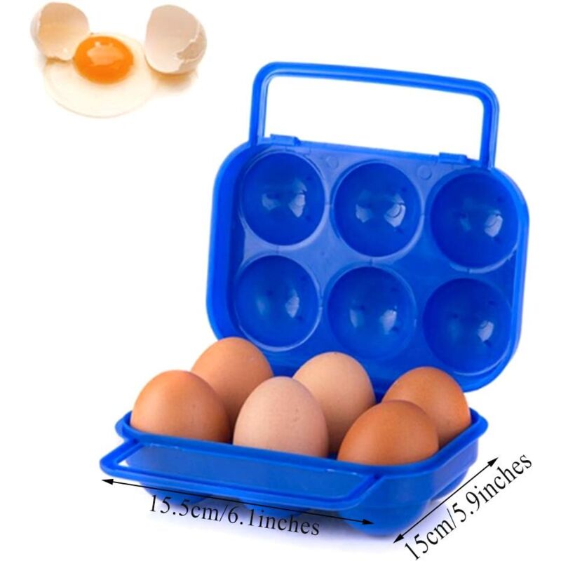 Portable Plastic Egg Carton 6 Compartments Foldable Egg Storage Box Large Capacity Egg Box Egg Holder Organizer for Refrigerator and Crisper — image 2