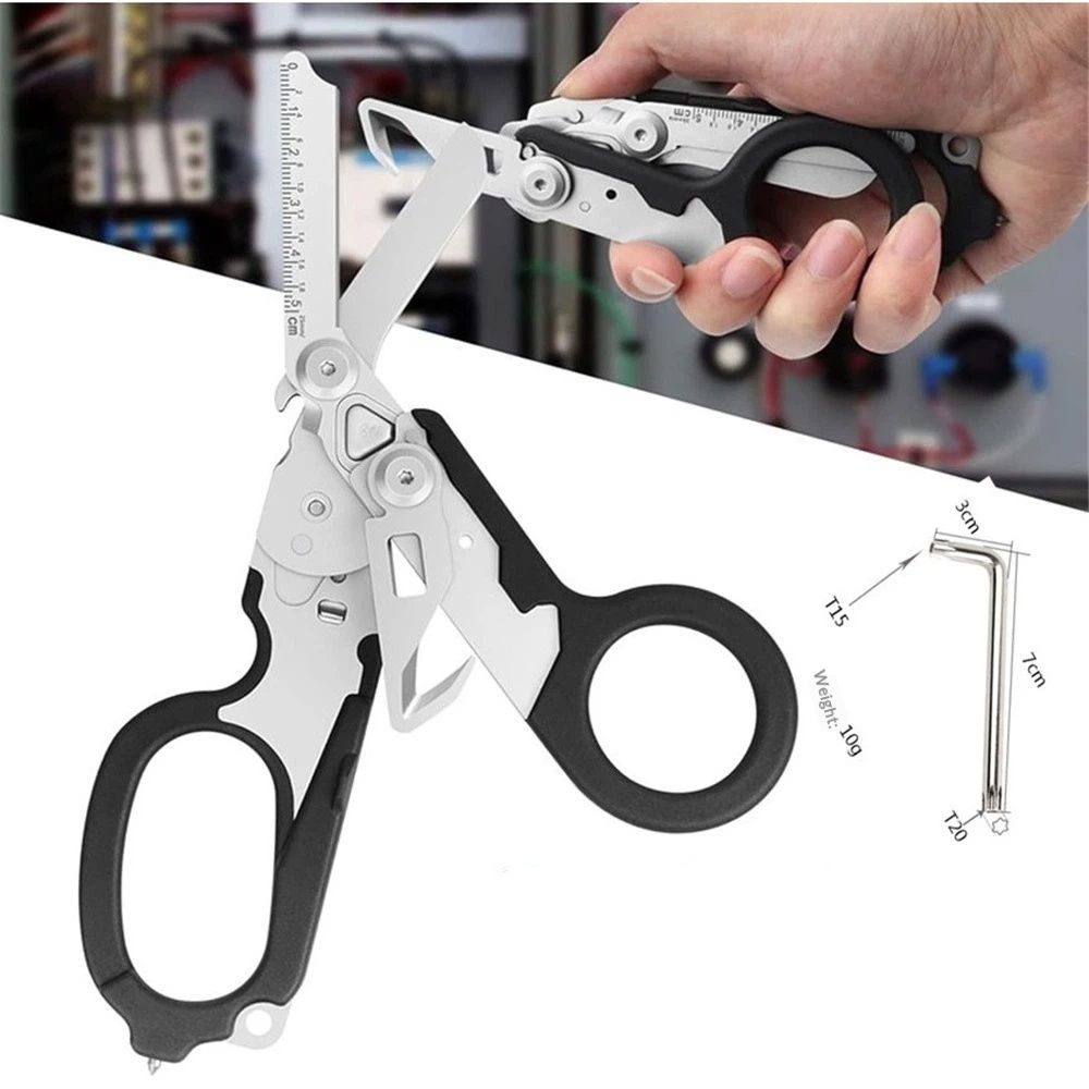 Heavy Duty 6 in 1 Multifunctional Trauma Shears Foldable | Stainless Steel emergency response scissors | Survival Shears with Holster | Trauma shears With