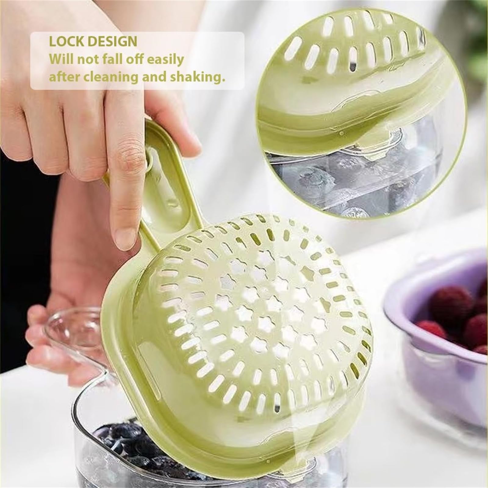Double Layer Fruit Colander Bowl with Drain Basket, Berry Washer and Food Strainer for Kitchen Use, 19.5 x 12 cm, White — image 5