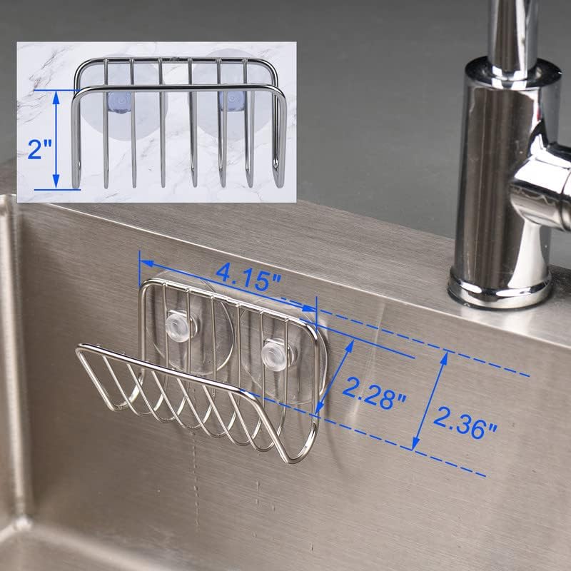 Sponsrek - Kitchen Gully Stone Sponsrek - Stainless Steel Suction Cup - Sponsholder - Silver — image 3