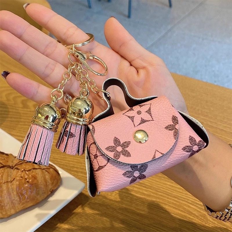 Red Cute Mini PU Leather Coin Pouch with Tassel Keychain - Printed Pattern Earphone Holder, Small Key Bag for Women, Lightweight Everyday Accessory โ image 5