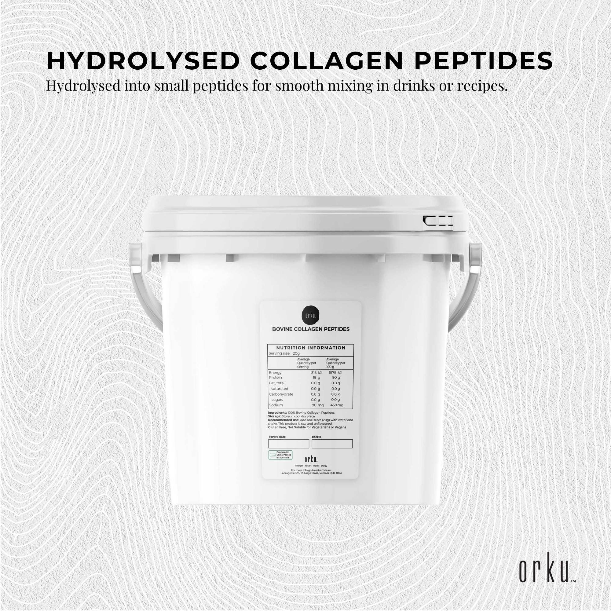 Orku 2.5Kg Bovine Collagen Peptides Powder Tub Hydrolysed Protein — image 3
