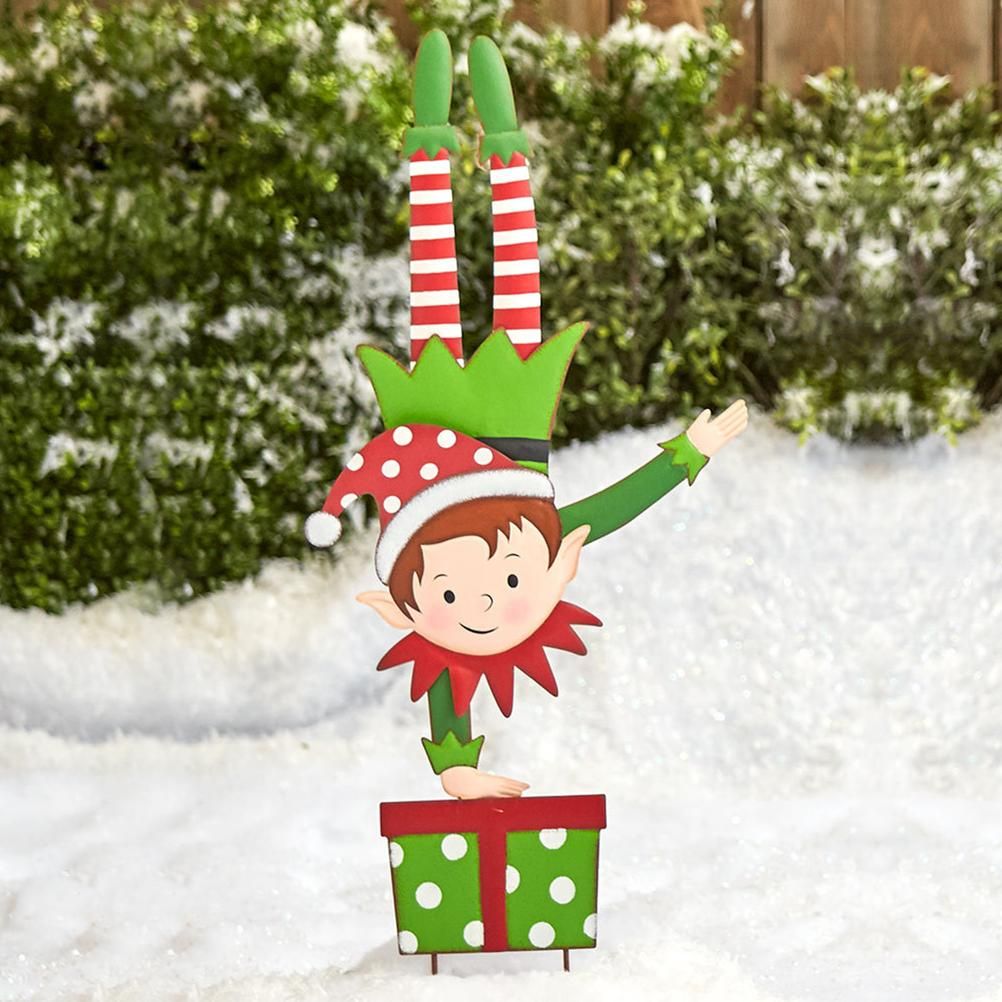 Christmas Elf Garden Stake Christmas Metal Gnome Yard Stake Wrought Iron Elf Ornament Yard Signs Decor Outdoor Holiday Decoration โ image 3