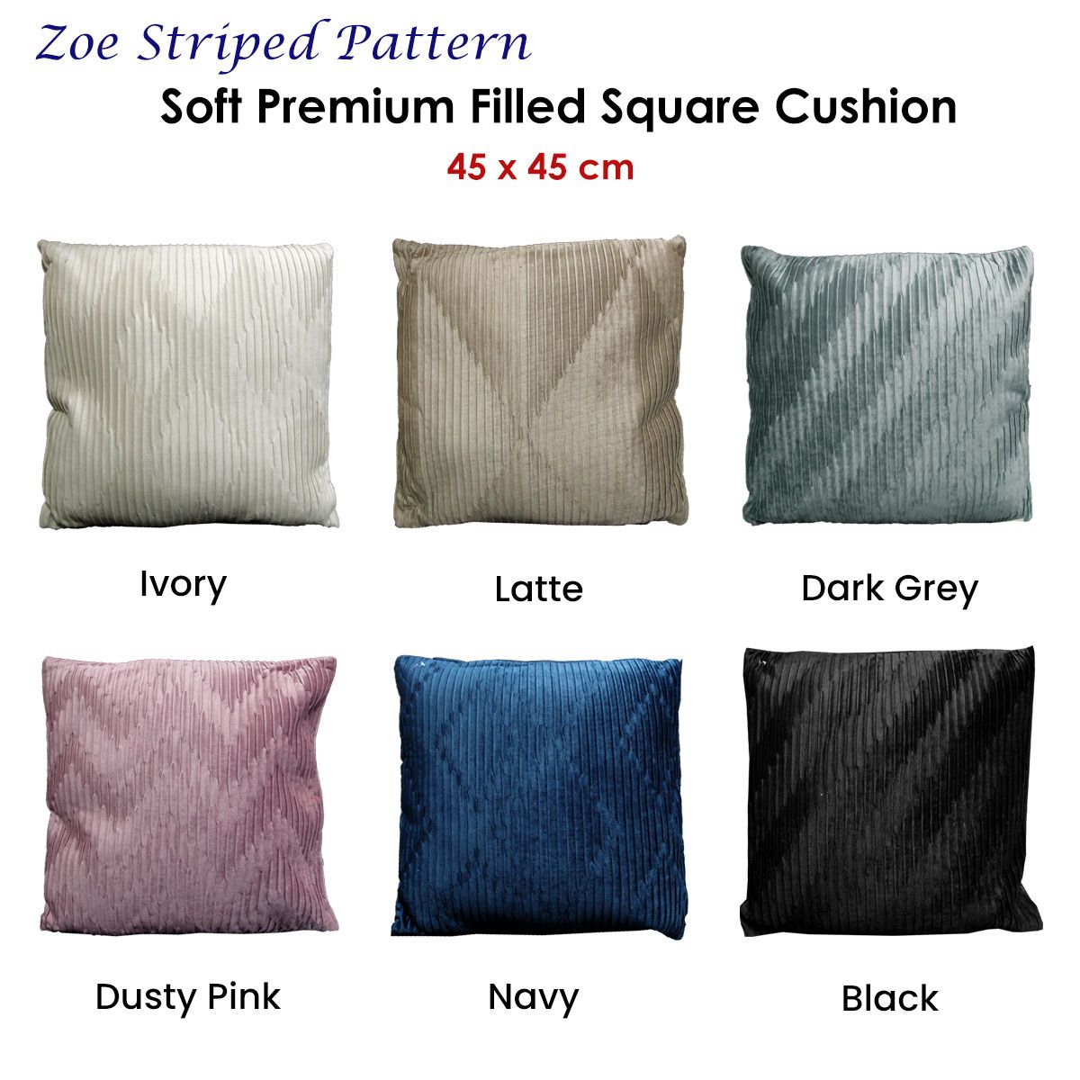 Zoe Premium Filled Cushion Square - 45cm x 45cm Navy — image 2