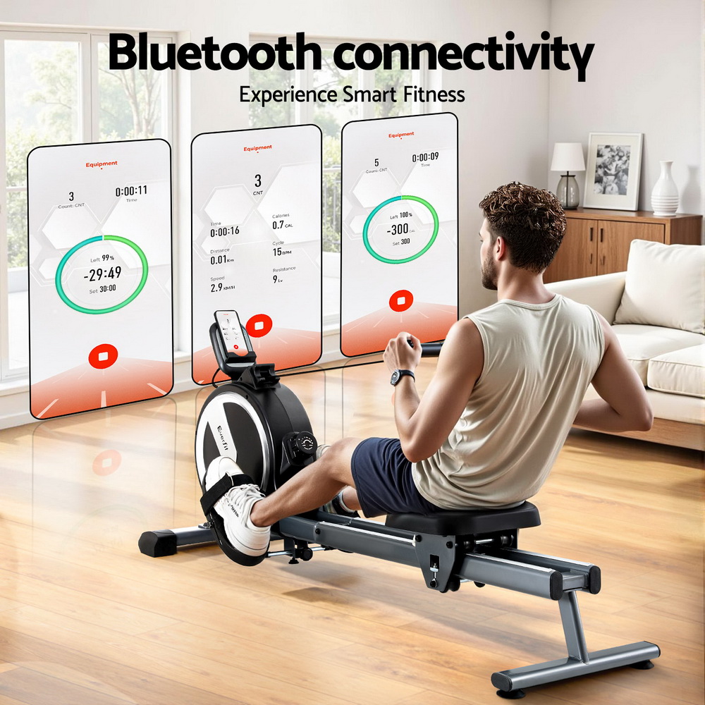Everfit 16 Level Magnetic Rowing Machine for Home with App Connect Black — image 4