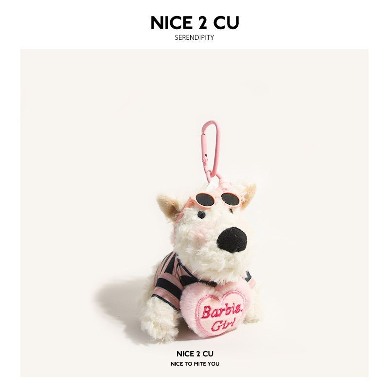 West Highland White Terrier keychain, ice-cream bag charm, plush puppy accessory, cute dog keychain, Australian gift, scribbled puppy plush - White-pink - Size โ image 4