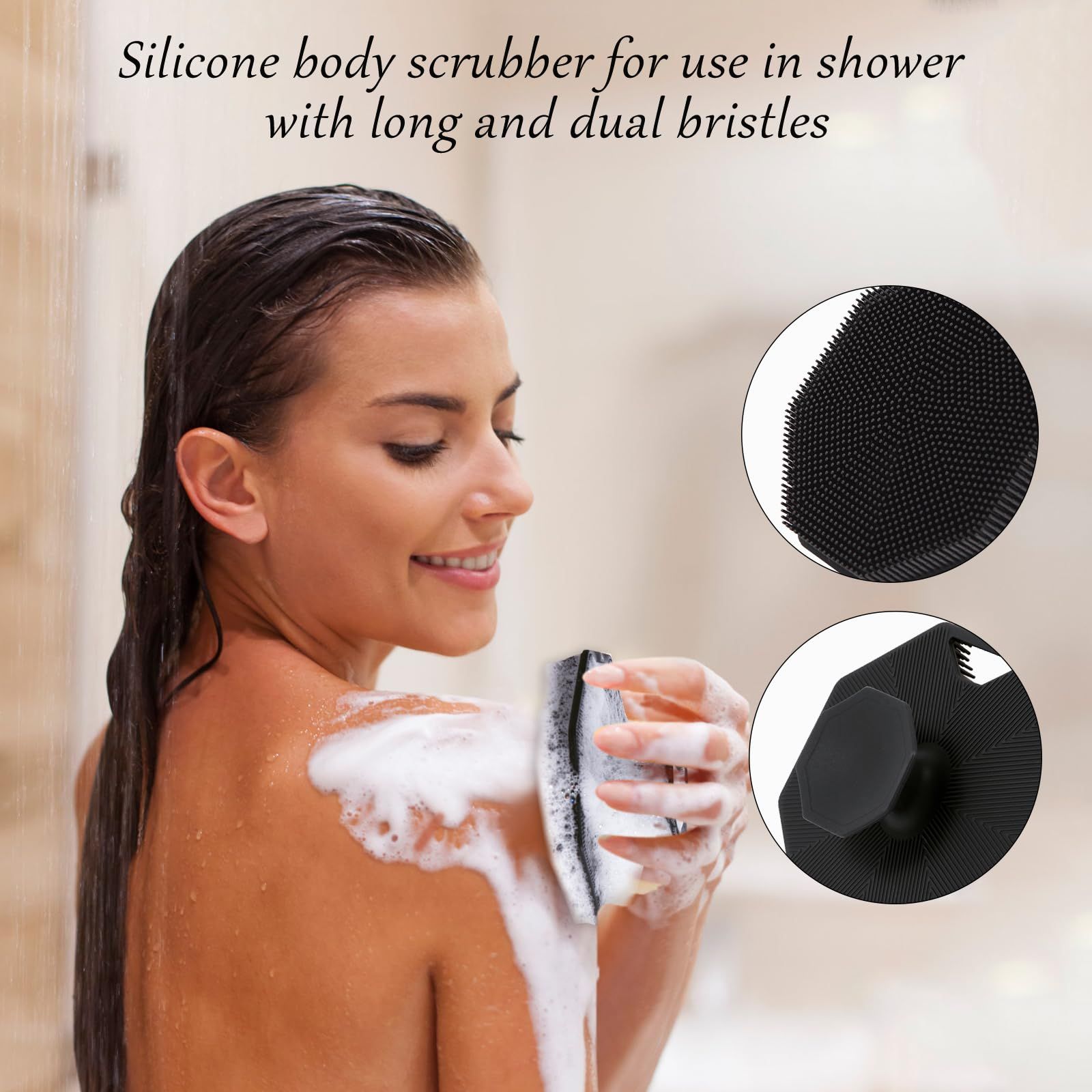 Silicone Loofah, Scalp Exfoliator Hair Shampoo Skin Cleaning Brush, Bath & Body Brushes for Men Women use in Shower (2Pack) โ image 2