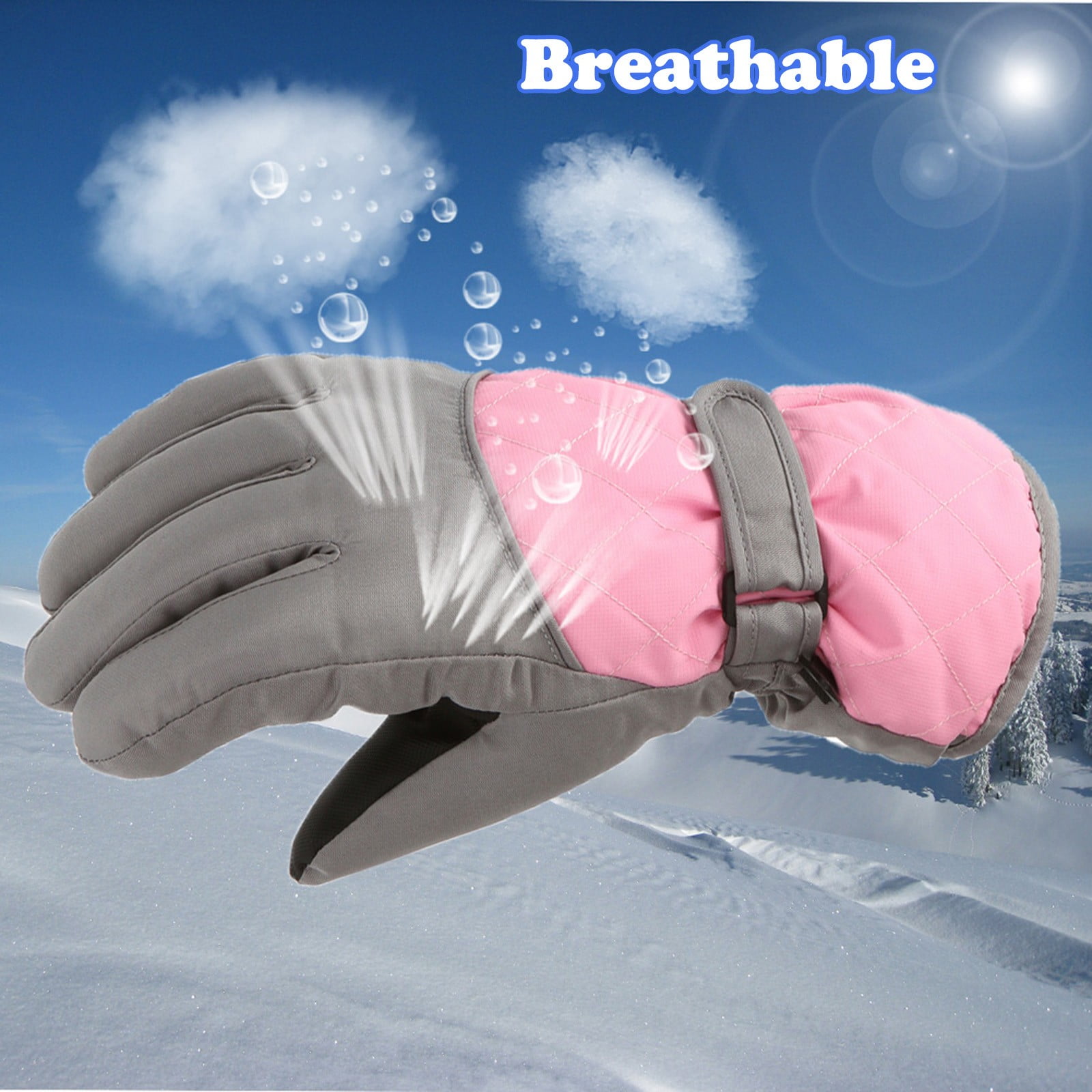 Gloves For Kids Toddler Skis Kids Gloves Winter Gloves Thick Gloves Stretchy Warm Gloves Boys Girls 6-24 Months 10-16 Year AHA2 kids snow gloves Pink — image 6
