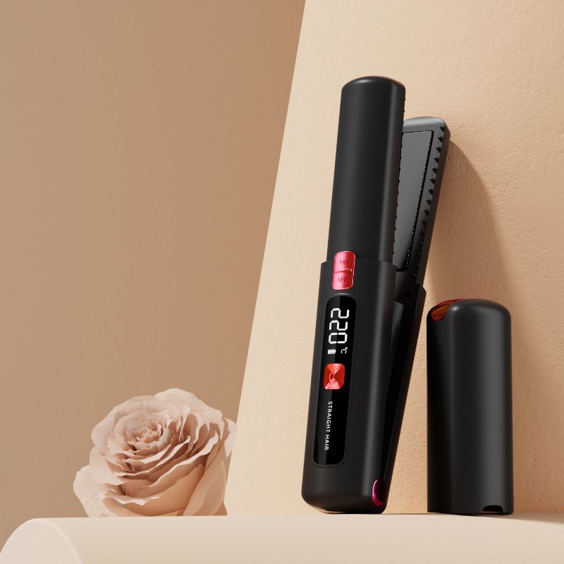 Mini Cordless Straightening Comb – Negative Ion Hair Care with Three Temperature Settings, Two-in-One Straightening and Curling with Type-C Fast Charging