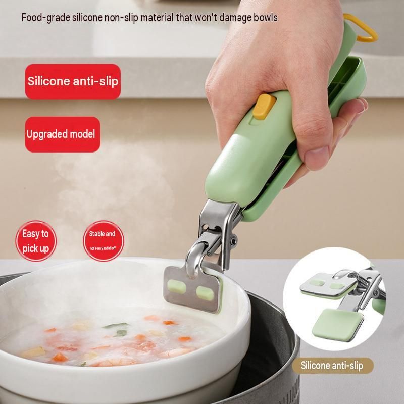 Anti-Scald Bowl Lifter - Silicone Grip, Stainless Steel Clamp, Locking Storage - Safe Hot Dish Removal for Steamer and Rice Cooker — image 3