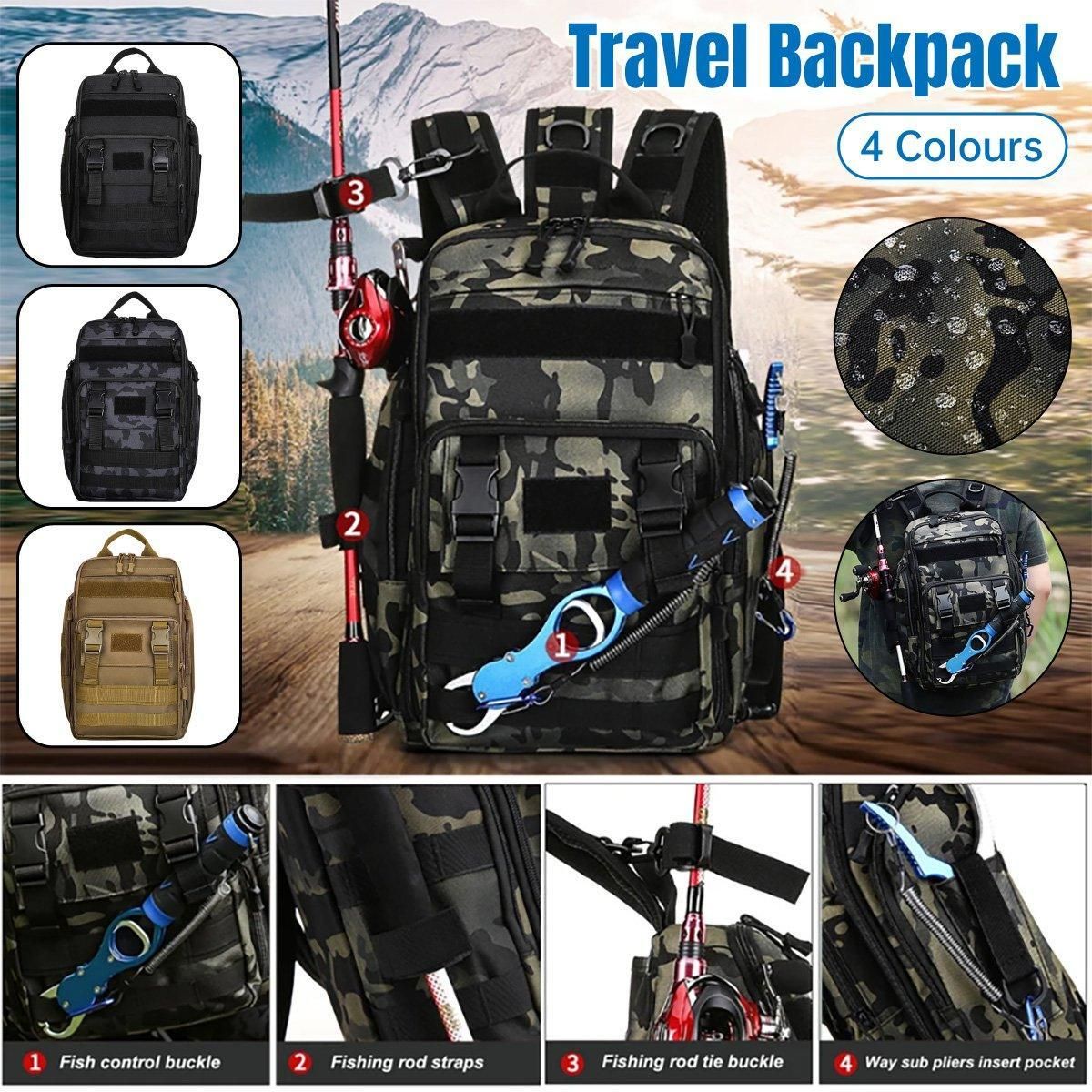 Fishing Tackle Backpack Storage Bag Shoulder Fishing Gear Bags Outdoor Backpack - Night Camouflage โ image 2