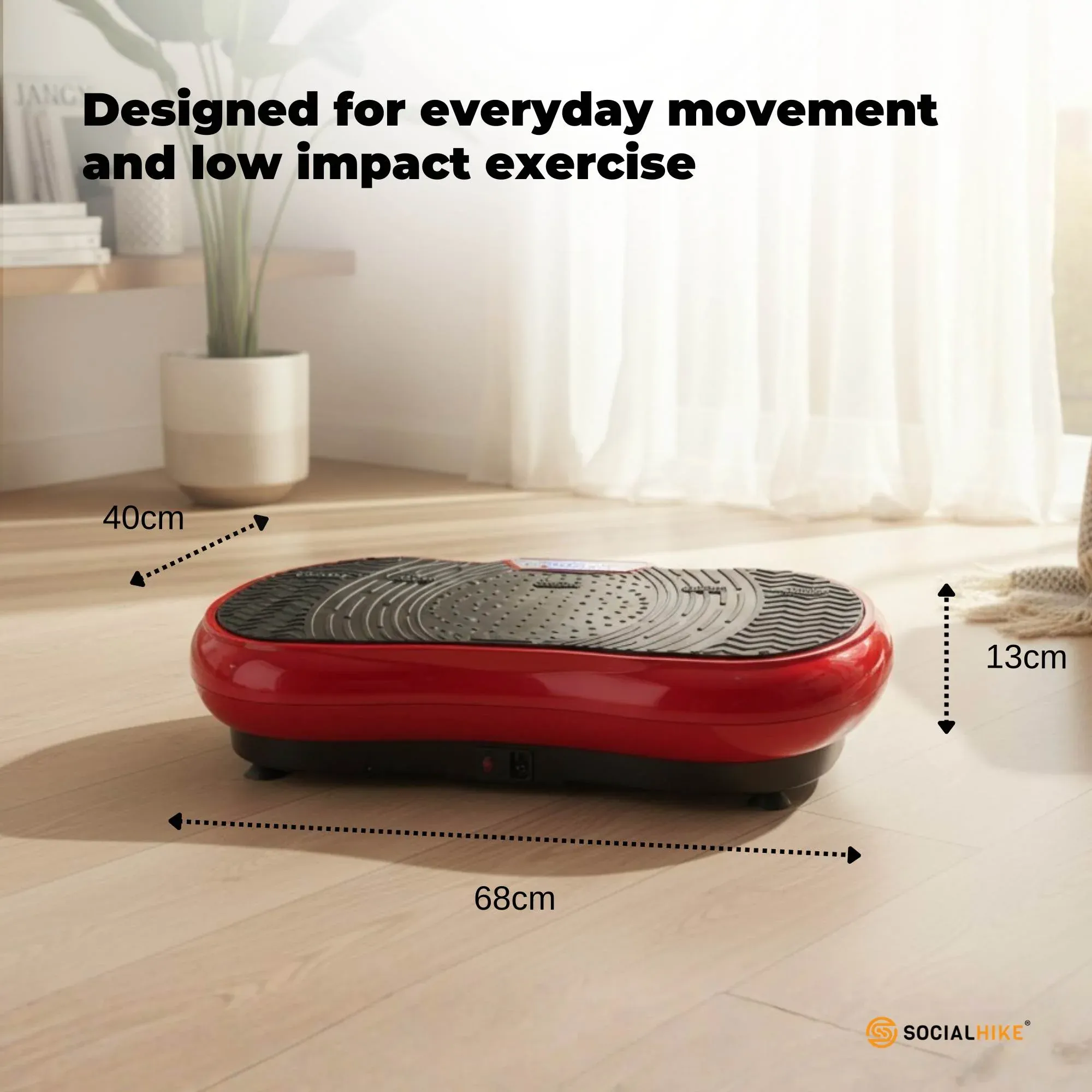 Social Hike 68cm Vibration Plate Machine Full Body Workout Platform Red — image 4