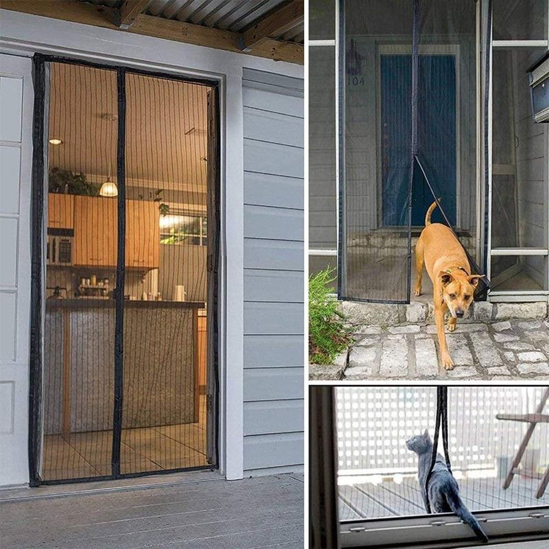 Magnetic Door Screens - 80x210 cm Self-closing - High-Density Insect Screen - No Drilling Required - Grey — image 2