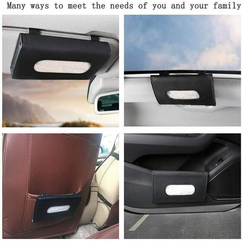 Car Tissue Box Cover Towel Sun Visor Paper Napkin Case Holder Organizer Storage — image 6