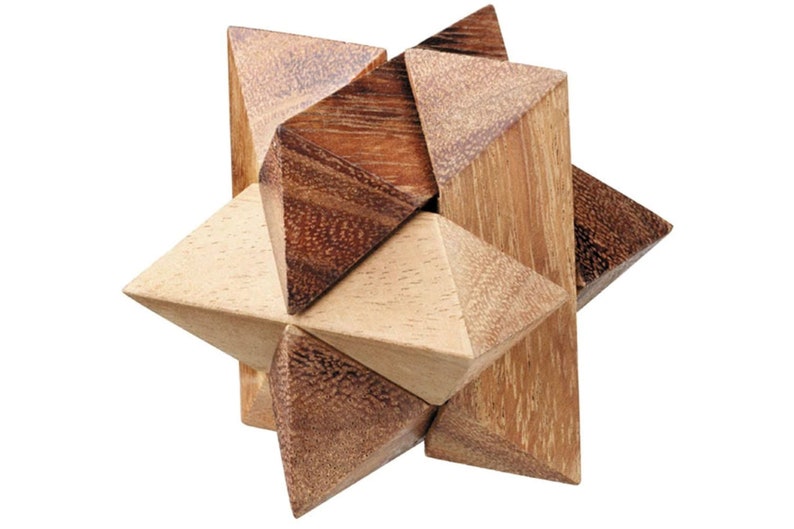4 individual brainteaser wooden puzzles in a gift wooden box โ image 4