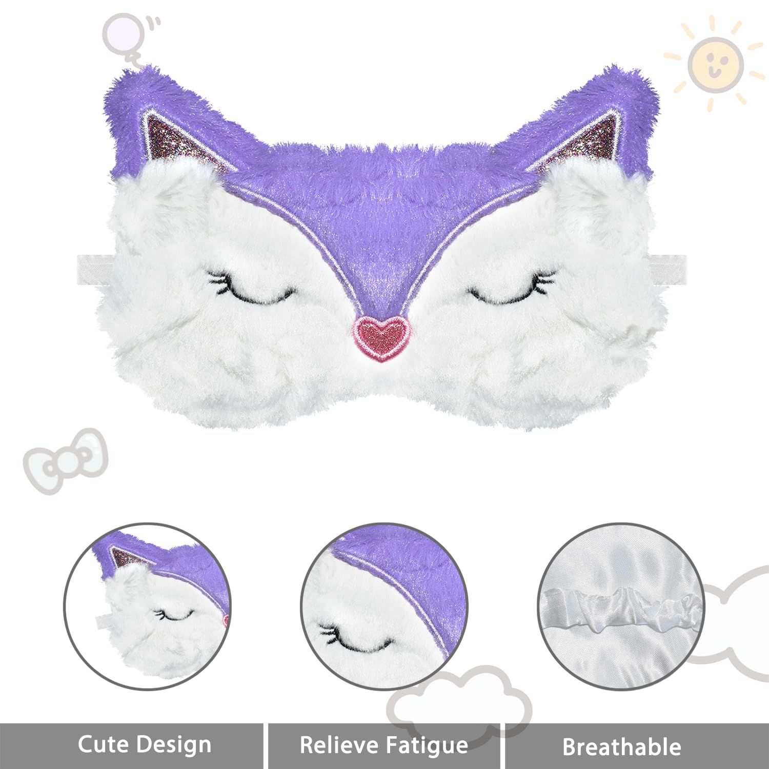 Cute Animal Sleep Mask for Girls Cute Cartoon Fox Alpaca Soft Plush Blindfold Sleep Masks Eye Cover for Women Girls Trave โ image 2