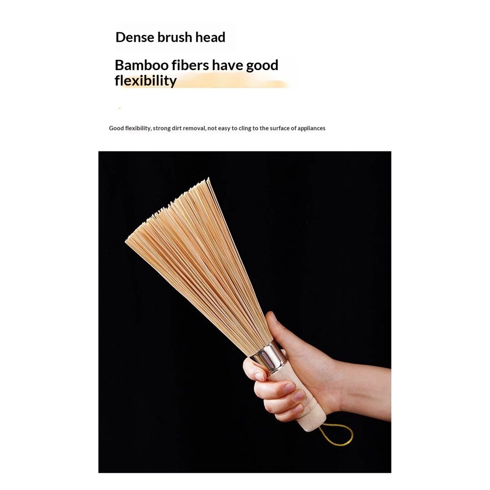 2 pack Bamboo Brush for Frying Pans and Woks (9.84inch / with Strings) Scrub Brush, Bamboo Pot Brush Cleaning — image 2