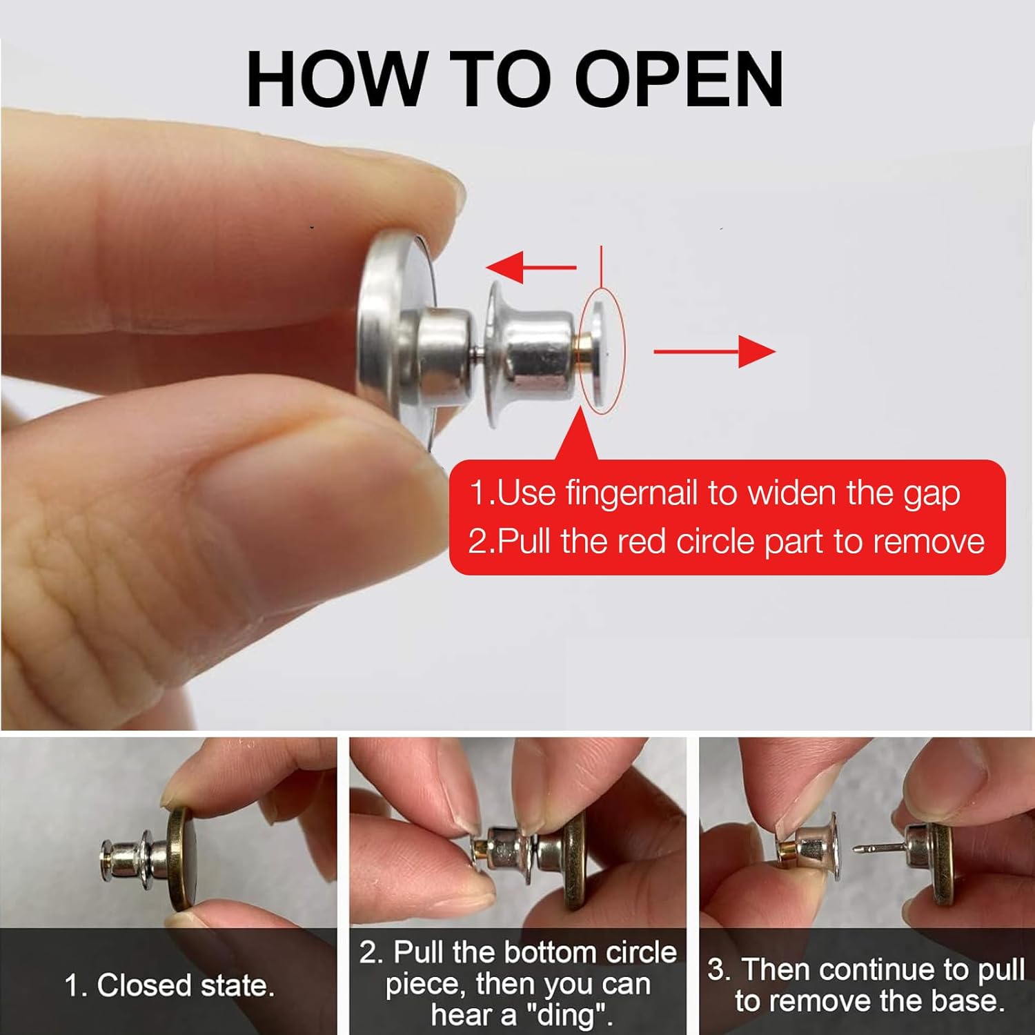 12 Sets Button Pins for Jeans, No Sew Jean Buttons Replacement,Removable Adjustable Instant Extender or Reduce Any Pants Waist (Silver) — image 3