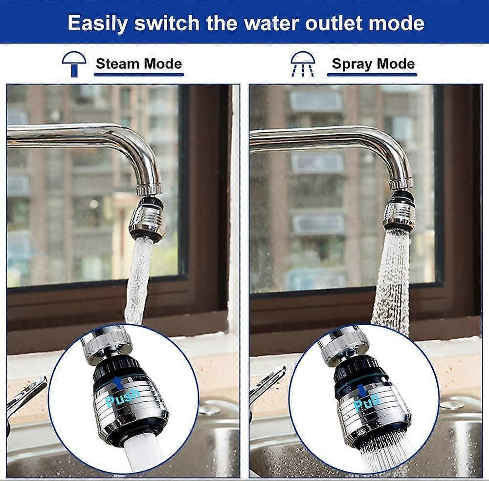 2 Pieces Kitchen Faucet Nozzle Faucet Aerator 360 Swivel Kitchen Faucet Head 2 Modes Kitchen Faucet Aerator with Nozzle Adapters for Kitchen, Bathroom โ image 2
