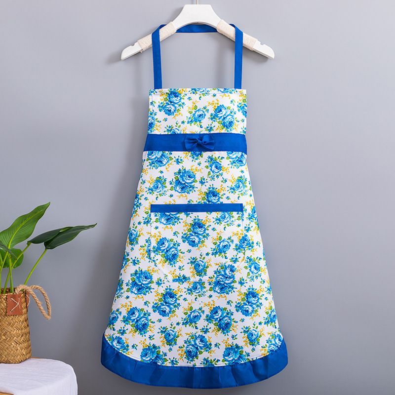 Korean-style apron, floral apron, women's apron, breathable apron, oil-proof apron, kitchen apron, apron set, adjustable apron โ image 4