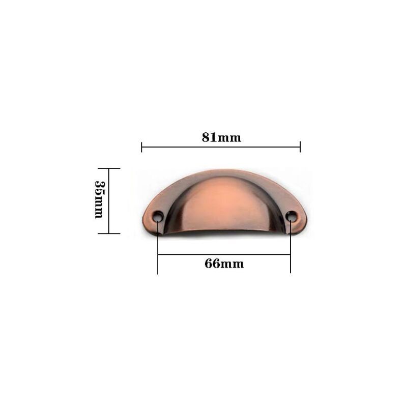 10 Pcs Red Copper Vintage Shell Handles for Drawer Cabinet, 8.2 x 3.5 cm — image 4