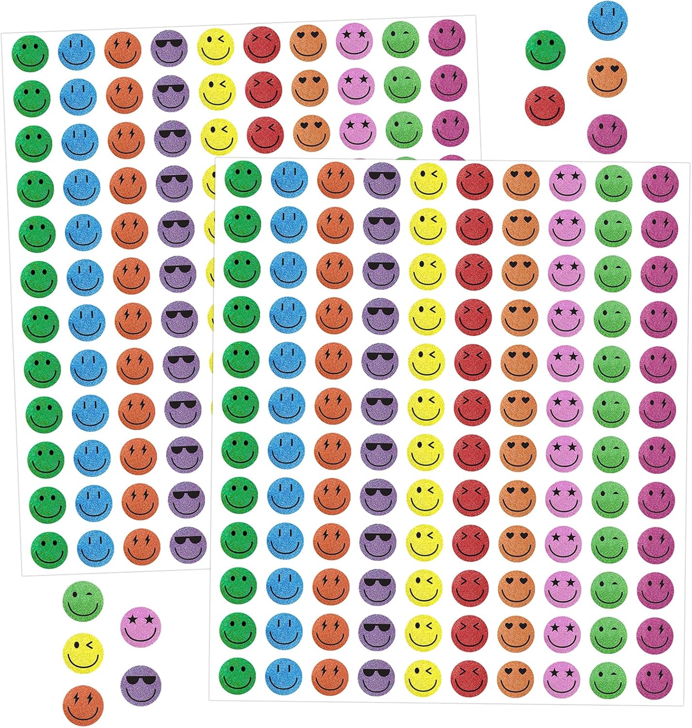 6000Pcs Smiley Face Stickers - 3/8'' Holographic Happy Face Stickers Cute Reward Sticker for Kids Classroom Self Adhesive Positive Incentive Sticker for