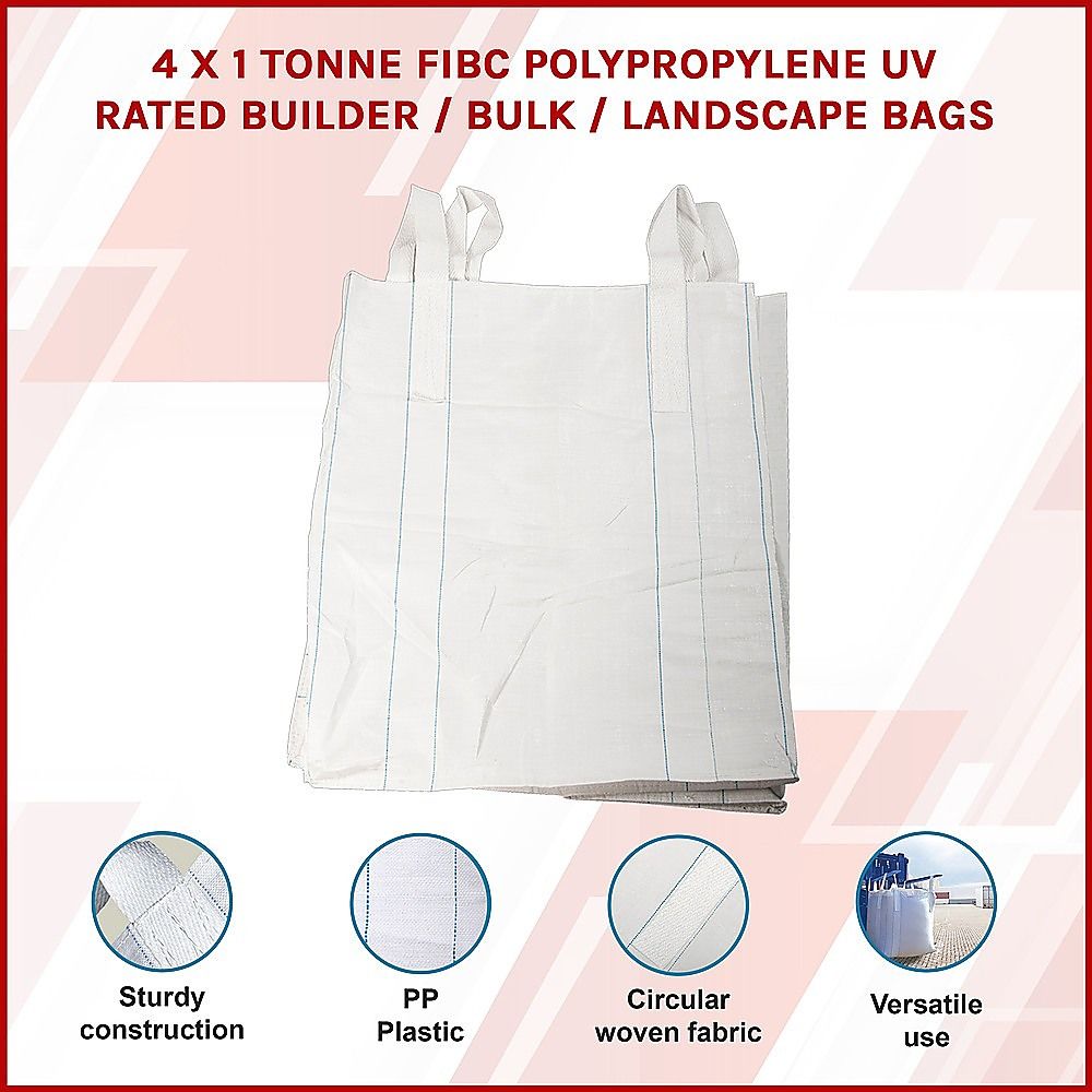 4 x 1 tonne FIBC Polypropylene UV Rated Builder / Bulk / Landscape Bags — image 3