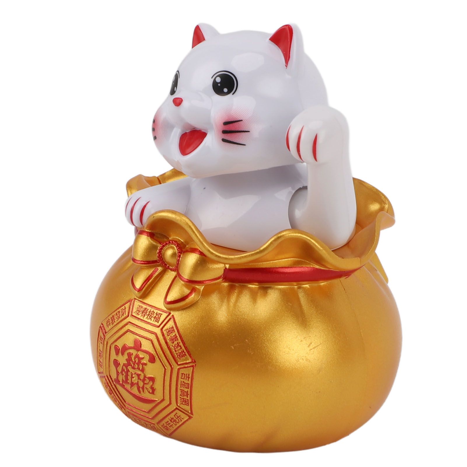 Solar Powered Lucky Cat Lucky Wealth Welcoming Cat Car Decor Desktop Cash Register Opening Decoration Big Eye Gold โ image 4