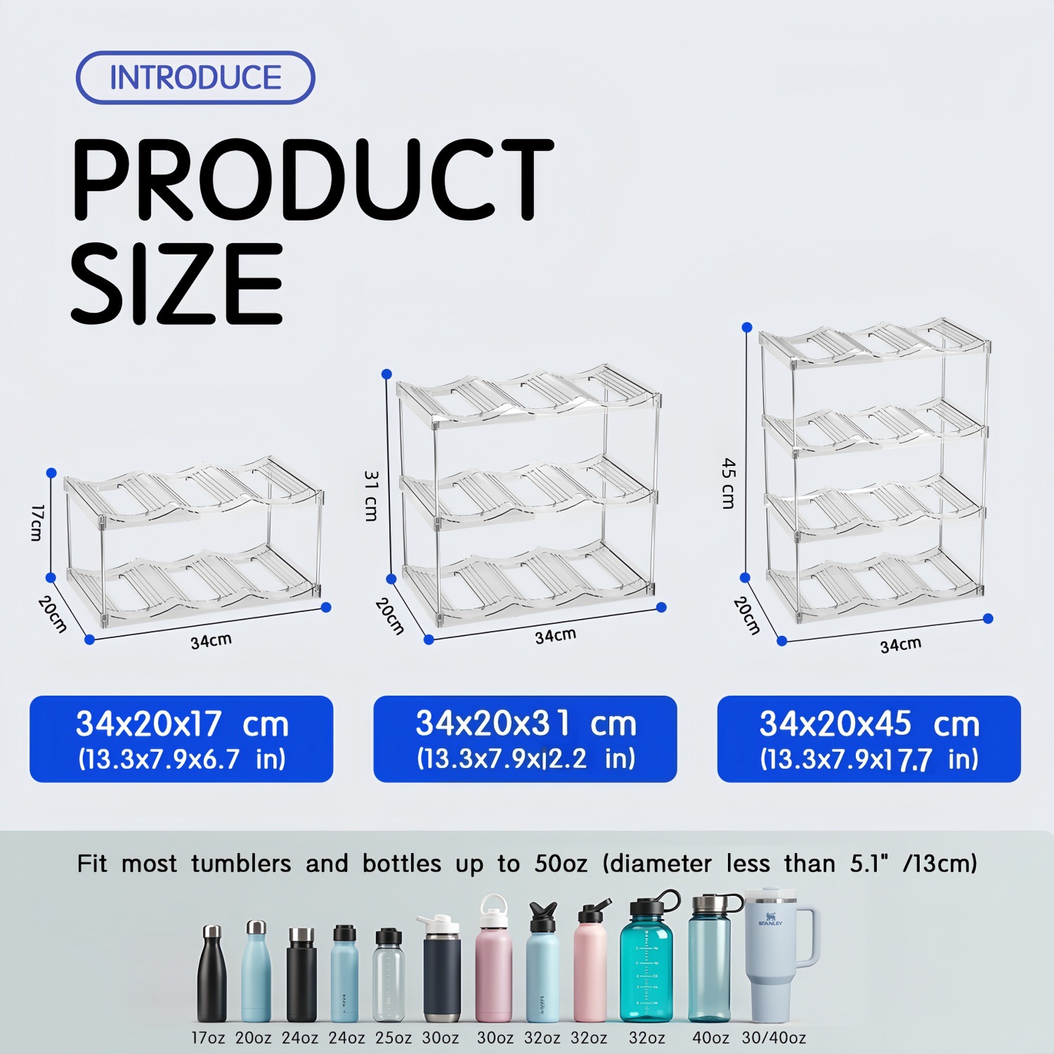 3-Tier Stackable Black Cup & Wine Organizer - Detachable Tumbler & Bottle Desktop Rack — image 3